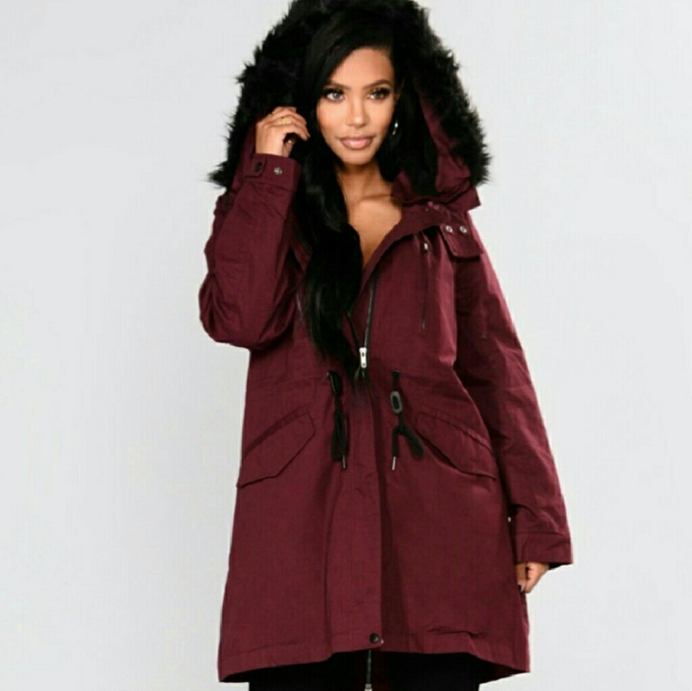 FASHION NOVA WINE UTILITY COAT